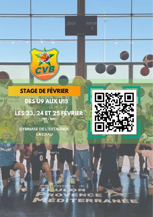 Vacances de Février : le stage basket CVB pour les U9 à U15