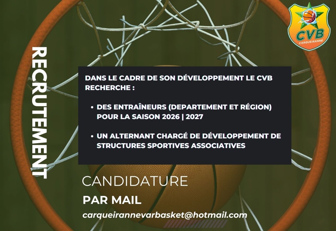 Le CVB accélère son développement et recrute pour la saison 2026/2027