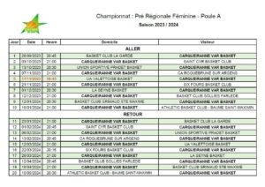 Pré Régionale Féminine - Poule A - Saison 2023-2024